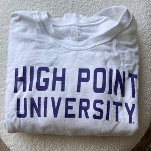 High Point University White and Purple Women's cropped sweatshirt